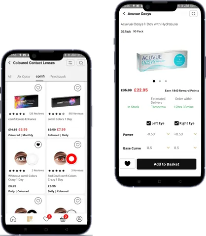 Feel Good Contacts mobile app screens developed by Frantic Infotech