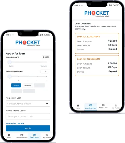 Phocket mobile app screens developed by Frantic Infotech