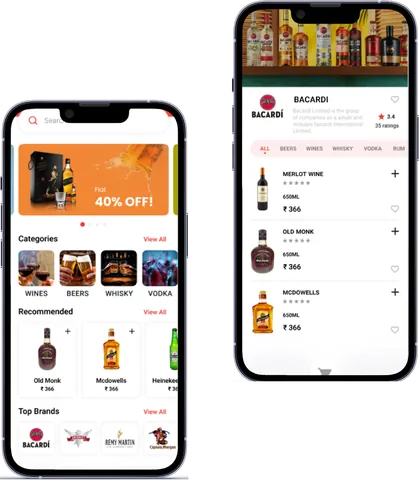 Taste Food mobile app screens developed by Frantic Infotech